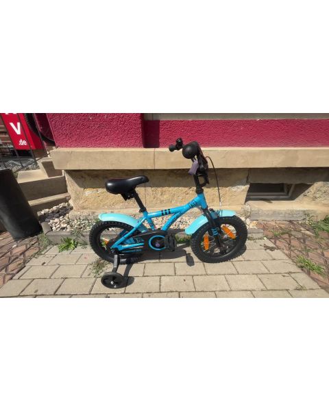 PROMETHEUS  14"  mit Stützrädern *Kinderfahrrad , Blau-Schwarz , Rücktritt, Vorderbremse